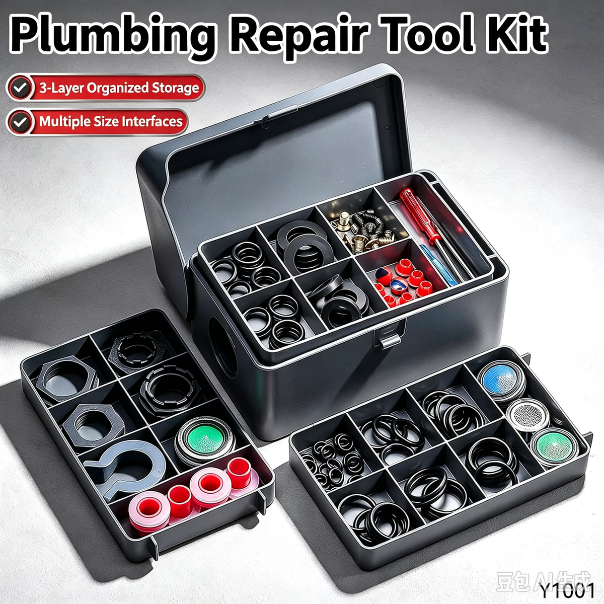 Home Plumbing Repair Parts Kit, Universal Faucet and Shower Repair Accessories for Kitchen & Bathroom