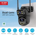 8MP Dual‑Lens WiFi PTZ Security Camera, Outdoor IP66 Waterproof, 4K Ultra HD, icsee App Remote View, Cloud & Local Storage