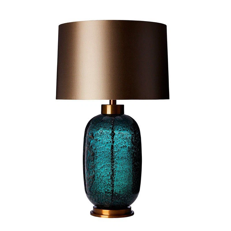 Modern Luxury Glass Table Lamp, Brass Base for Bedroom Living Room Hotel