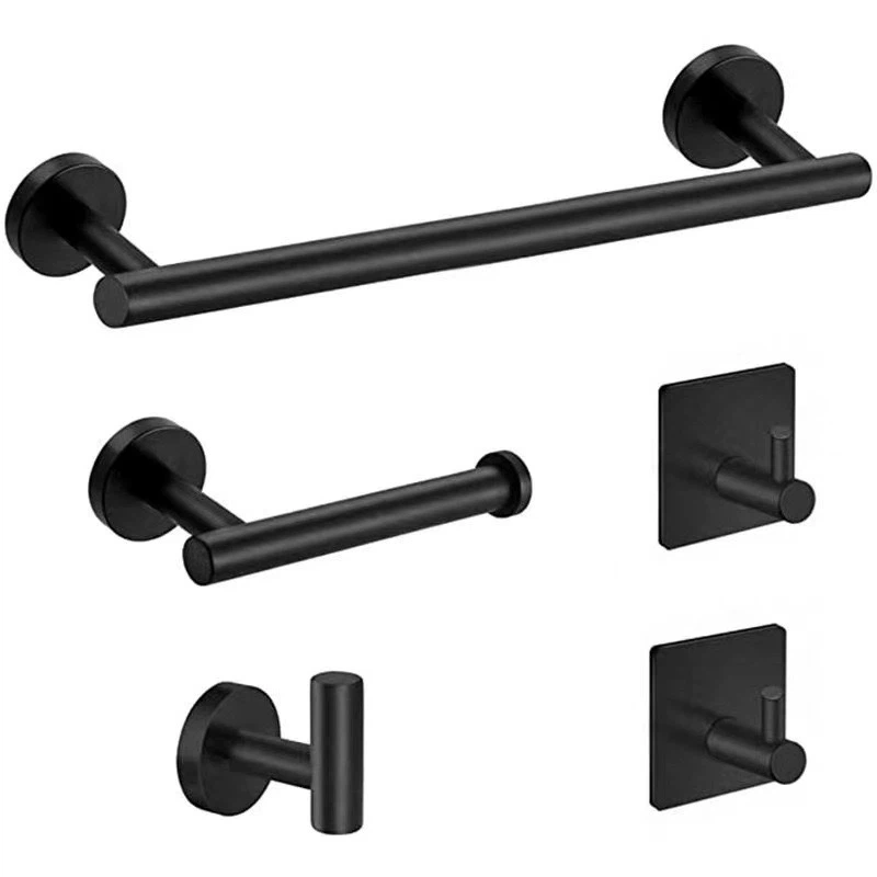 5Pcs Matte Black Bathroom Hardware Set, Modern Wall Mount Bathroom Accessory Kit