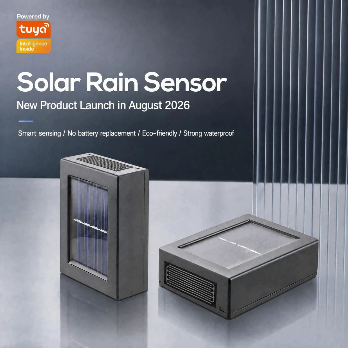 Tuya Smart Zigbee Solar‑Powered Rain Sensor, Intelligent Linkage Rainfall Detector for Auto Window‑Close, Flood & Water Leak Alarm, Waterproof Outdoor Use