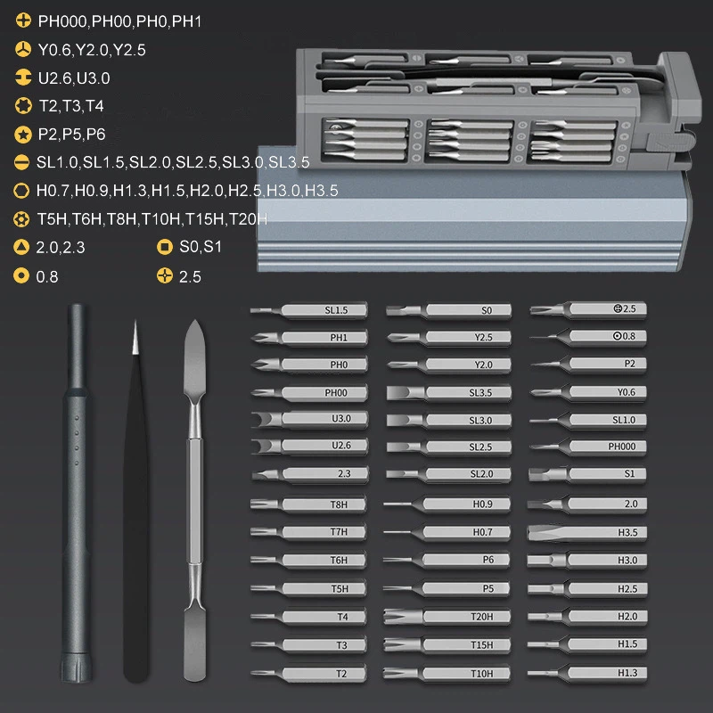 44 in 1 Precision Screwdriver Kit, Magnetic Bits Electronics Repair Tool Set with Plastic Case
