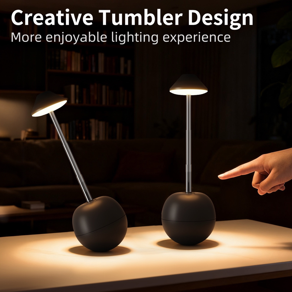 Tumbler Retractable RGB LED Table Lamp, Rechargeable Bedside Night Light