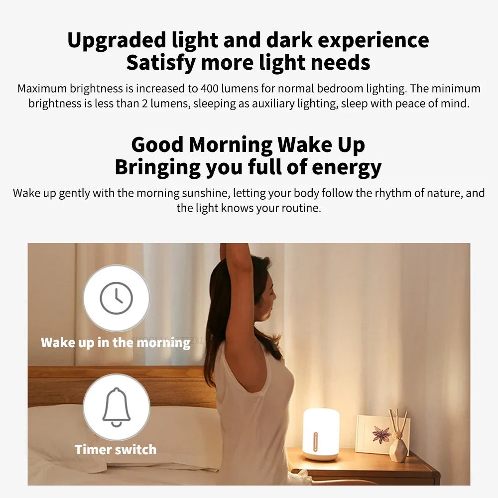 Bedside Lamp 2 Smart Table LED Night Light Colorful 400 Lumens Bluetooth WiFi Touch Control for Apple HomeKit Siri