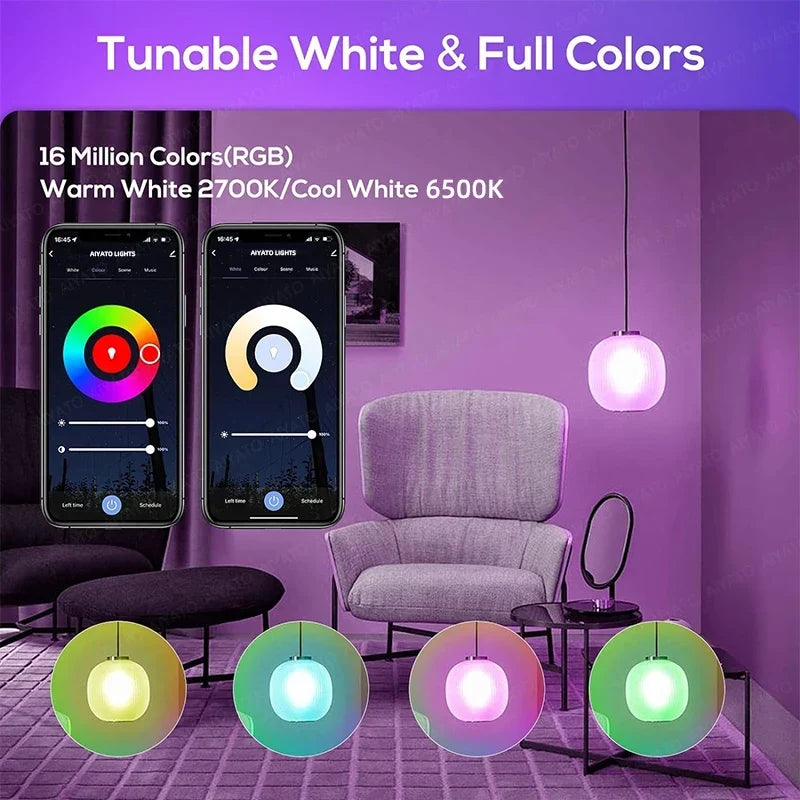 B22 Base TUYA Wifi Smart Bulb Bluetooth lamps Led RGB Smart Light 220V Alexa Google Assisatnt Voice Control Timing APP Group