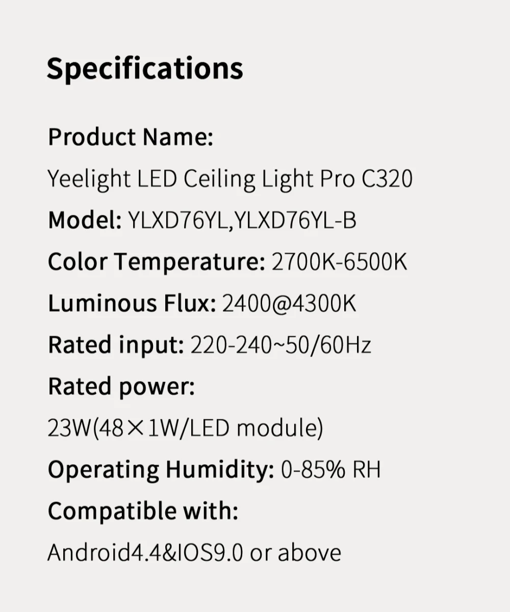 Global version Yeelight Smart LED Ceiling Light PRO Wifi Connection 2700-6500K Dimmable Smart Voice Control For Apple Homekit